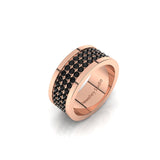 Men's Wedding Band with Pave Round Brilliant Cut Black Diamonds
