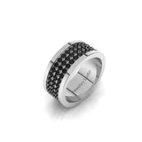 Men's Wedding Band with Pave Round Brilliant Cut Black Diamonds