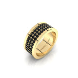 Men's Wedding Band with Pave Round Brilliant Cut Black Diamonds