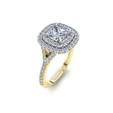 Double Halo Engagement Ring with 1.00ct Princess Cut Diamond