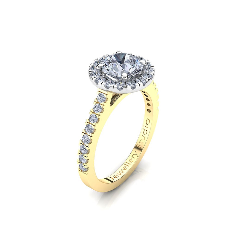 Halo Engagement Ring with 1.00ct Round Brilliant Cut Diamond