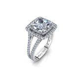 Double Halo Engagement Ring with 1.00ct Princess Cut Diamond