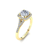 French Halo Engagement Ring with 1.00ct Round Brilliant Cut Diamond