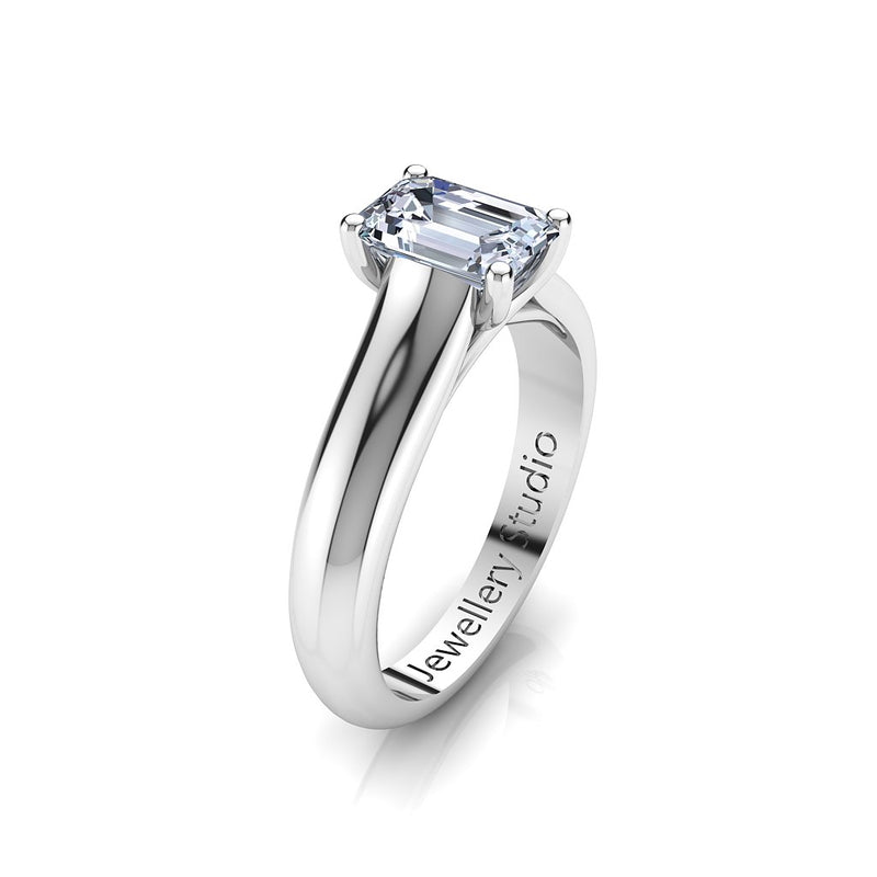 Solitaire Engagement Ring with 1.00ct Emerald Cut Diamond