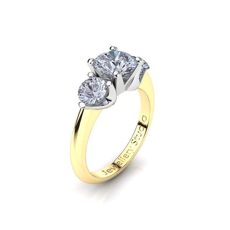 Trilogy Engagement Ring with 1.00ct Round Brilliant Cut Diamond