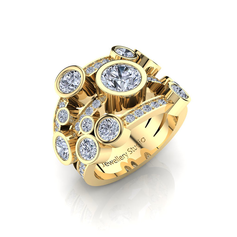Ring with 2.00ct of Round Brilliant Cut Pave and Bezel Set Diamonds