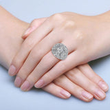 Ring with Hexigon Set Gemstones and Diamonds