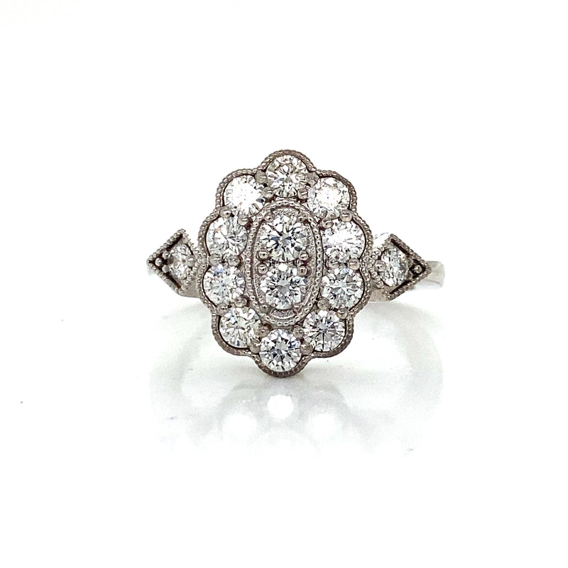Diamond Antique Style Flower Ring